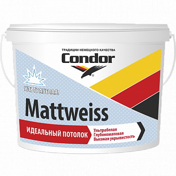 Краска в/д Condor Mattweiss акриловая матовая белая 10л/15кг. РБ