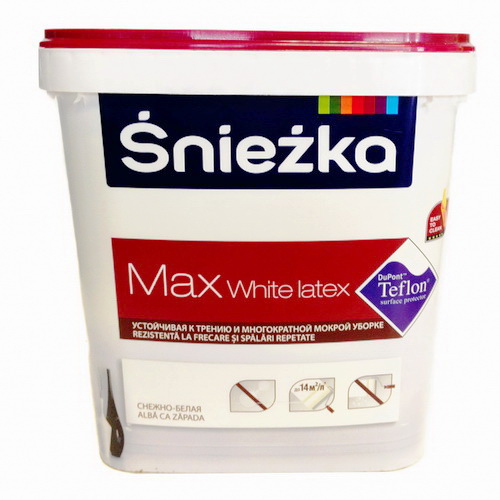 Краска Sniezka MAX WHITE LATEX. 5л купить с доставкой по Минску и области. Низкие цены.