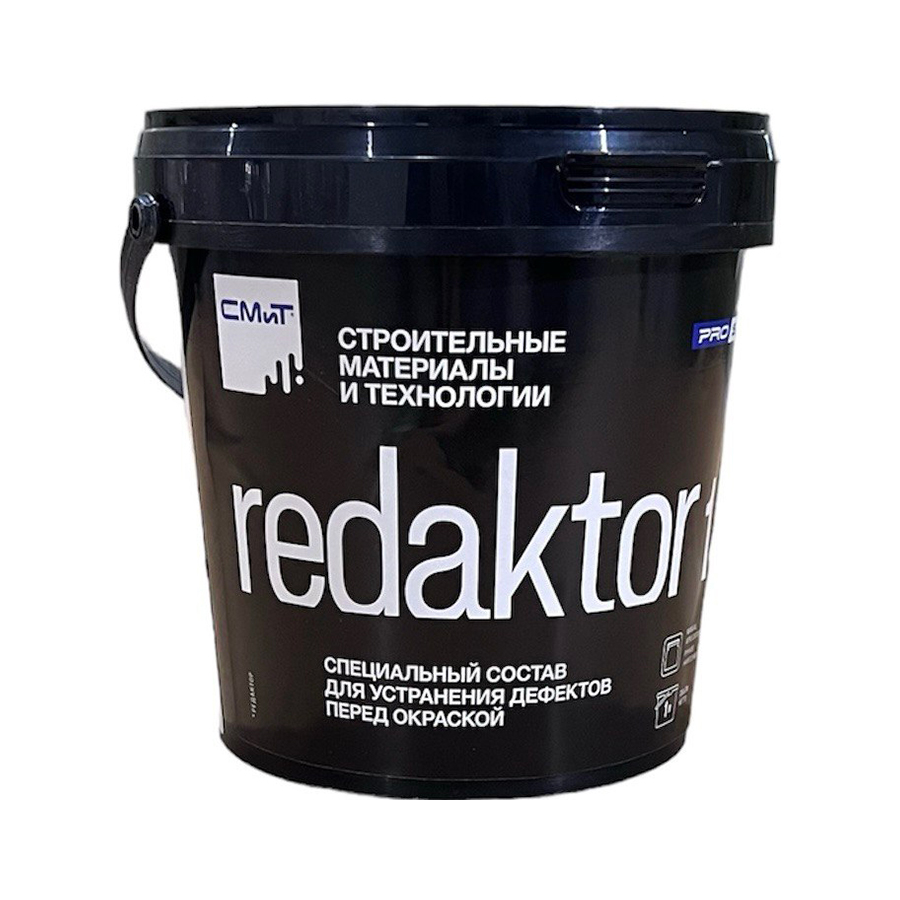 Готовый состав СМиТ REDAKTOR 140 для устранения мелких дефектов перед окраской. Объем 1л. РФ