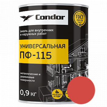 Эмаль Condor ПФ-115 красный 0,9кг.