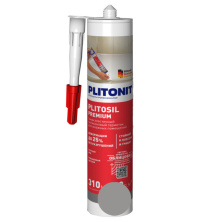 Герметик силиконовый санитарный Plitonit PlitoSil Premium. Серый 310 мл. РФ