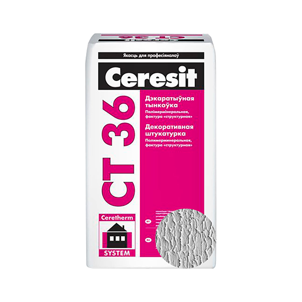 CERESIT CT 36 "Шуба" 1мм. Под окраску. Штукатурка декор. полимерминер. структурная 25кг. РБ