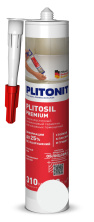 Герметик силиконовый Plitonit PlitoSil Premium. Молочно-белый. Объём 310 мл. Россия.