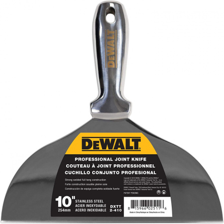 Шпатель профессиональный DEWALT цельнометаллический нерж.ст. 10'' /2-410/