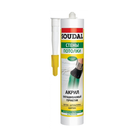 Герметик акриловый Soudal "Стены Потолки" белый 280мл. Бельгия
