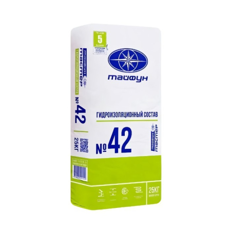 ТАЙФУН МАСТЕР № 42 Смесь гидроизоляционная жесткая, 25кг.