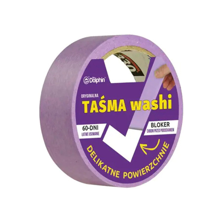 Лента малярная Blue Dolphin "Washi" фиолетовая 35мм х 50м на рисовой бумаге. Польша