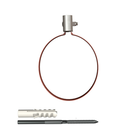 Хомут трубы ТехноНиколь ПВХ L=140мм, металлический, красный Хомут трубы ТехноНиколь ПВХ L=140мм, металлический, красный