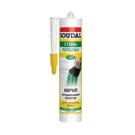 Герметик акриловый Soudal "Стены Потолки" белый 280мл. РФ