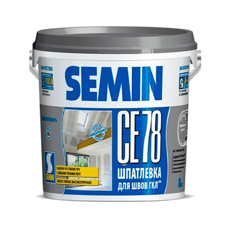 Шпатлевка Semin CE 78 (серая крышка) для швов, 8кг. РФ