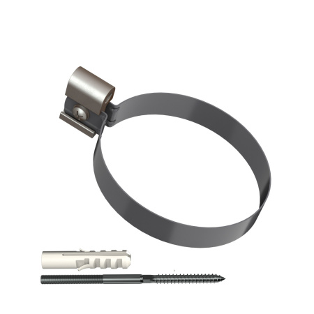 Хомут трубы ТехноНиколь ПВХ L=140, металлический, серый