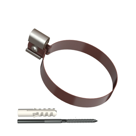 Хомут трубы ТехноНиколь ПВХ L=140мм, металлический, коричневый Хомут трубы ТехноНиколь ПВХ L=140мм, металлический, коричневый