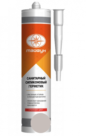 Герметик силиконовый санитарный Тайфун Мастер 034 Светло-серый 280мл. Польша
