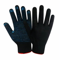 Перчатки трикотажные х/б с ПВХ покрытием "точка" 10-й класс чёрные РФ Перчатки трикотажные х/б с ПВХ покрытием "точка" 10-й класс чёрные РФ