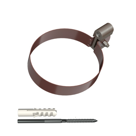 Хомут трубы ТехноНиколь ПВХ L=140мм, металлический, коричневый Хомут трубы ТехноНиколь ПВХ L=140мм, металлический, коричневый