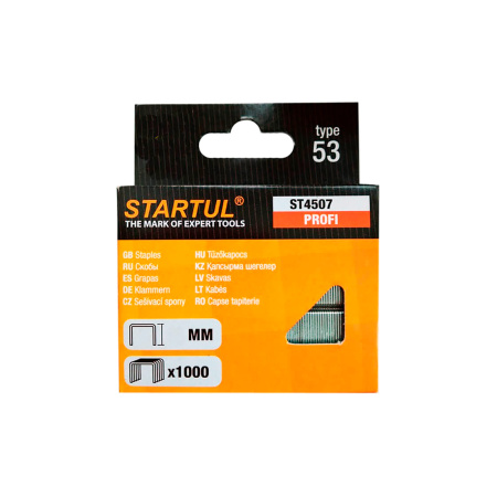 Скобы закалённые 12мм (1000шт) тип 53. STARTUL PROFI. Китай (ST4507-12)