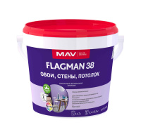 Краска MAV FLAGMAN 38 в/д обои стены потолок. Белая. Матовая 1л/1,4кг. РБ