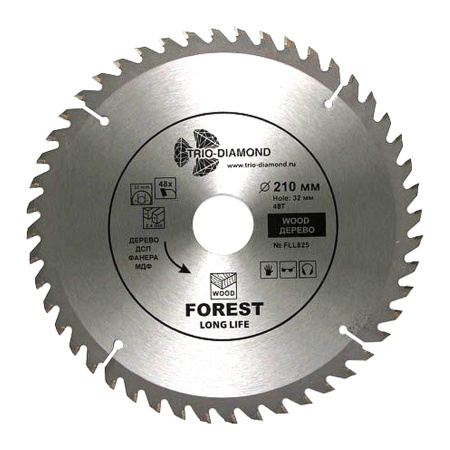 Диск пильный по дереву Trio-Diamond 210x32 мм (48 зубьев). Китай. (FLL825)