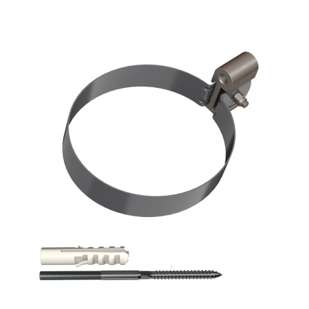 Хомут трубы ТехноНиколь ПВХ L=140, металлический, серый