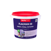 Краска MAV FLAGMAN 38  в/д обои стены потолок. Белая. Матовая 11л/14кг. РБ Краска MAV FLAGMAN 38  в/д обои стены потолок. Белая. Матовая 11л/14кг. РБ