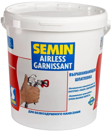 Шпатлевка Semin AIRLESS GARNISSANT (белая крышка) выравнивающая для безвоздушного нанесения 20кг. РФ