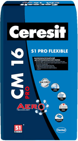 Клей для плитки Ceresit CM 16 PRO S1 Flexible высокоэластичный повышенной фиксации, 20кг. РБ