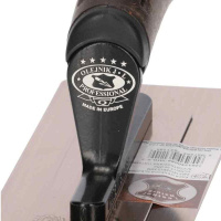 Гладилка нерж. венецианская форма "Утюг" 240X86X0,3мм ручка кожа vintage /1263240086-MHLS-3/ Olejnik