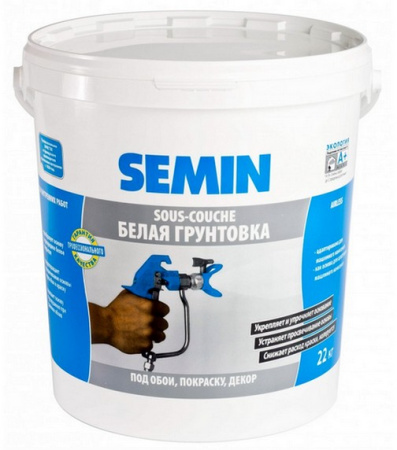 Грунт - краска Semin SOUS-COUCHE AIRLESS белая крышка, 22кг. РФ
