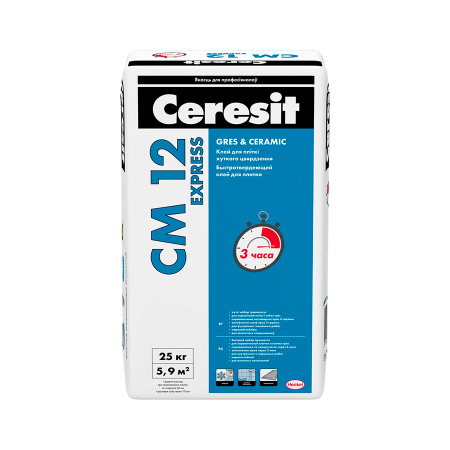 Клей для плитки Ceresit CM 12 Express быстротвердеющий, 25кг. РБ