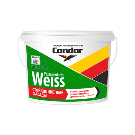 Краска в/д Condor Fassadenfarbe-Weiss 10л/15кг. РБ