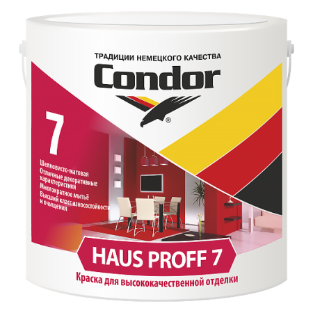 Краска в/д КОНДОР Haus Proff 7 стойкая к истиранию 10л/13кг. бел. РБ