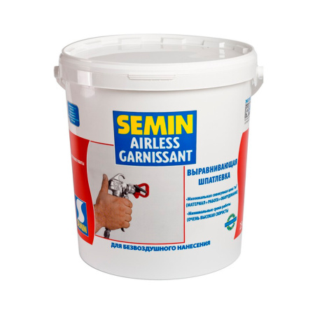Шпатлевка Semin AIRLESS GARNISSANT (белая крышка) выравнивающая для безвоздушного нанесения 20кг. РФ