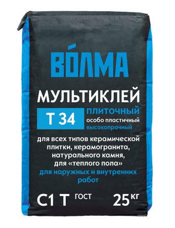 Клей для плитки Волма Мультиклей особо пластичный, 25кг. РФ