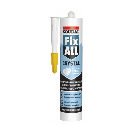 Клей - герметик Soudal Fix All Crystal гибридный прозрачный 290 мл. Бельгия