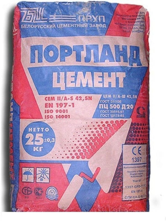 Портландцемент Д-0 ЦЕМ I 42.5Н 25кг. Белстройматериалы. РБ 