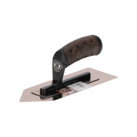 Гладилка нерж. венецианская форма "Утюг" 240X86X0,3мм ручка кожа vintage /1263240086-MHLS-3/ Olejnik