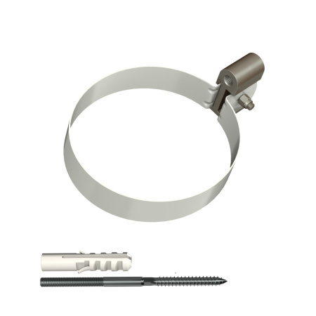 Хомут трубы ТехноНиколь ПВХ L=140мм, металлический, белый Хомут трубы ТехноНиколь ПВХ L=140мм, металлический, белый