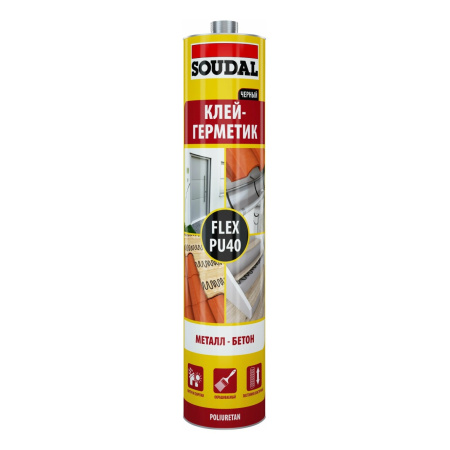 Клей-герметик полиуретановый Soudal Flex PU40 Черный 300мл. Бельгия 