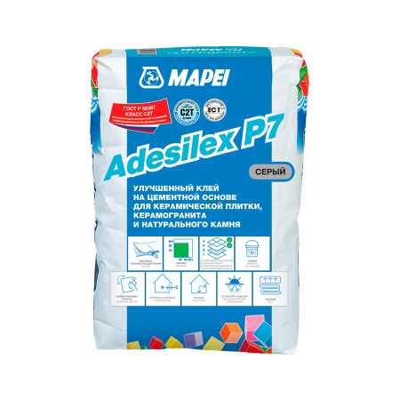 Клей для плитки и камня Mapei ADESILEX P7 WHITE Белый, 25кг. РФ