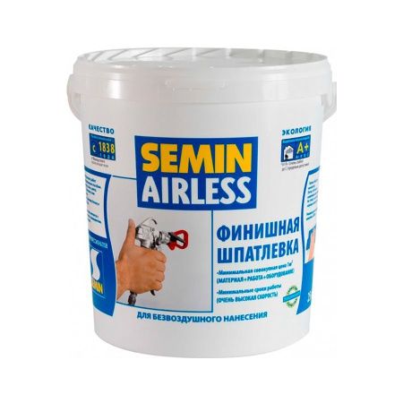 Шпатлевка Semin AIRLESS CLASSIC (белая крышка) финишная для безвоздушного нанесения, 20кг. РФ