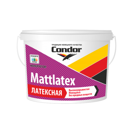 Краска Condor Mattlatex в/д стойкая к мытью 10л/15кг. РБ