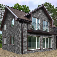 Плитка фасадная ТехноНиколь Hauberk, Кирпич, готический (4T4X21-9016RUS), 2м2/уп.