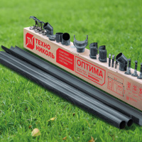 Комплект водосточной системы ТехноНиколь Оптима для ската 6м (труба 1.5м), серый Комплект водосточной системы ТехноНиколь Оптима для ската 6м (труба 1.5м), серый
