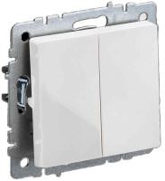 Выключатель 2-клавишный IEK BRITE 10А ВС10-2-0-БрБ белый (BR-V20-0-10-K01), Китай