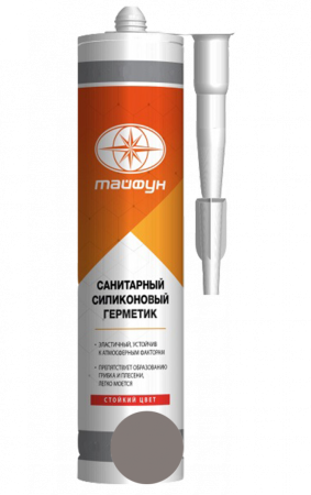 Герметик силиконовый санитарный Тайфун Мастер 136 Серебряный 280мл. Польша