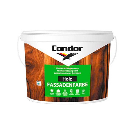 Краска в/д Condor Holz Fassadenfarbe белая 9.6л/12кг. РБ