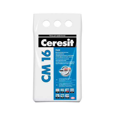 Клей для плитки Ceresit CM 16 Flex высокоэластичный повышенной фиксации, 5кг. РБ 