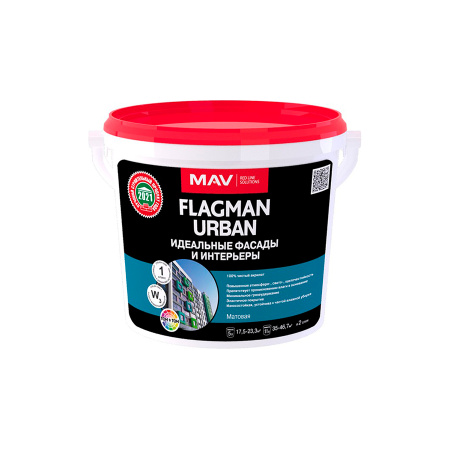 Краска MAV FLAGMAN URBAN  акриловая фасад и интерьер. Белая. Матовая 11л/14кг. РБ