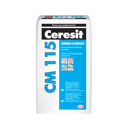 Клей для плитки Ceresit CM 115 Белый для мрамора и мозайки, 25кг. РБ