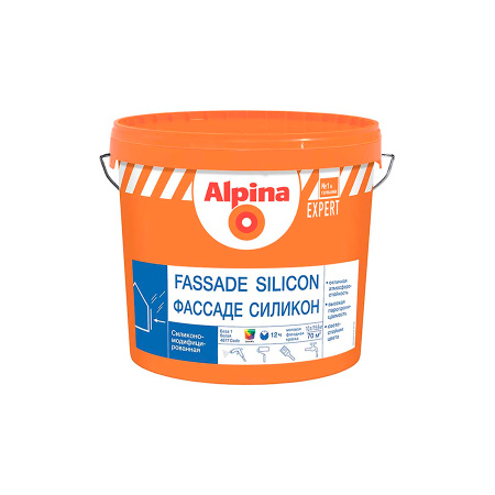 Краска Alpina Expert Fassade Silicon в/д База 1 силиконовая фасадная белая 10л/15,6кг. РБ
